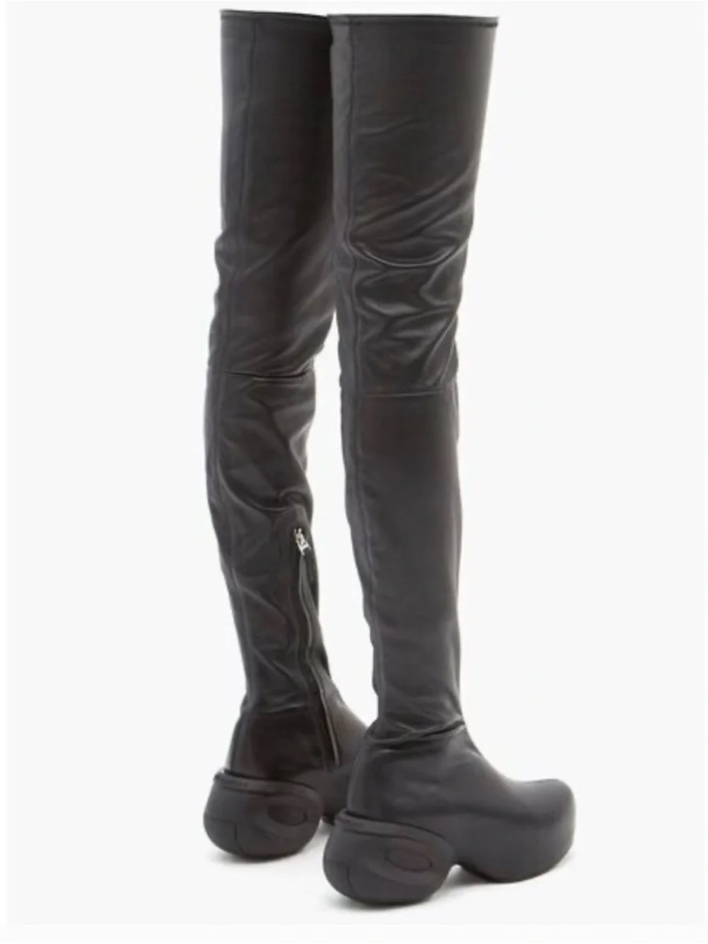 GIVENCHY G-Clog Lambskin Black Leather Over-the-knee Vouge Runway Boots Size 35